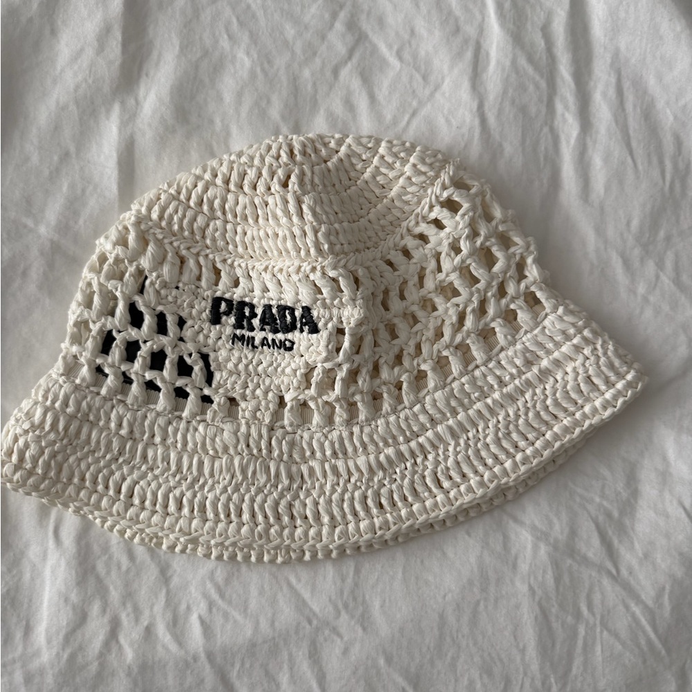 Prada Straw Bucket Hat (M) New - Never Worn